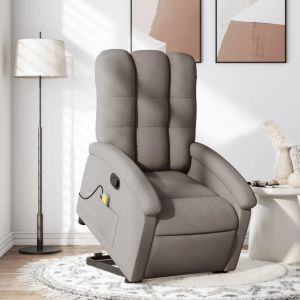 Sillón reclinable de masaje elevable tela gris taupé qweo1790