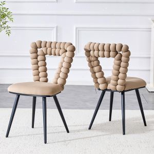 Sillas de comedor,camel,juego de dos,respaldo triangular