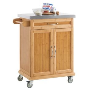 Sobuy carrito de servir 2 puertas 1 cajón madera natural