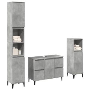 Set muebles de baño 2 piezas madera contrachapada gris hormigón esb7942