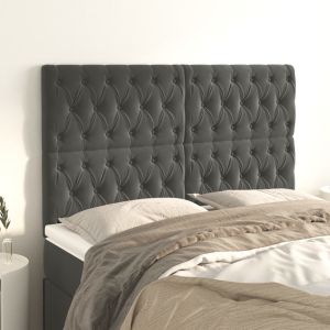 Cabeceros 4 unidades de terciopelo gris oscuro 80x7x78/88 cm