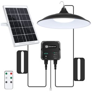 Aigostar lámpara solar exterior con mando a distancia y cuerda de tracción