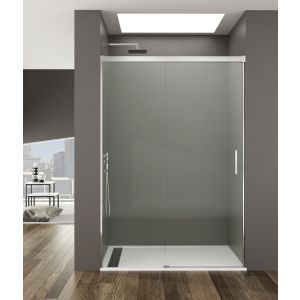 Mampara frontal basic fijo + corredera transparente cromado 140 cm