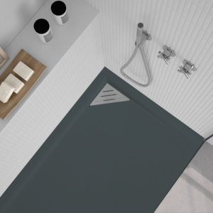 Plato de ducha resina trinity antracita  70x190 cm rejilla izquierda