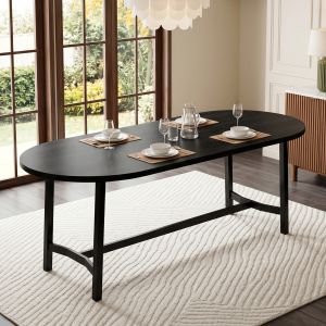 Mesa de comedor para 6 a 8 personas negra 75x180x80cm