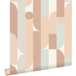 Estahome papel pintado formas geométricas marrón y verde claro 50 x 900 cm
