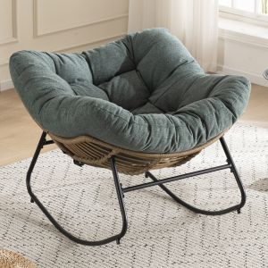 Mecedora chenilla verde sillón mecedor lectura salón dormitorio