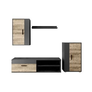 Conjunto muebles de salon eco, roble y negro 190x165 cm