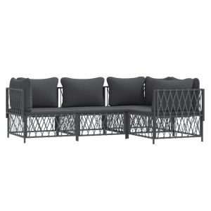 vidaXL juego muebles de jardín 4 pzas y cojines acero gris antracita