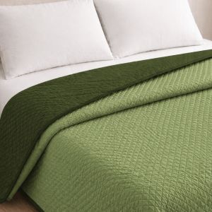 Colcha bicolor reversible oliva/botella cama 150cm donegal collections