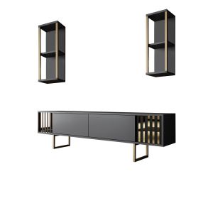 Mueble para la tele de madera <<gold line>> - 180 x 30 x 48 cm - negro antr