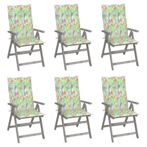vidaXL sillas de jardín reclinables 6 uds madera madera acacia cojines