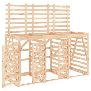 vidaXL cobertizo triple para cubos de basura madera maciza de pino