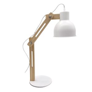 Baptista desk lamp 1xe27 metal / wood white