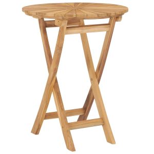 Mesa de jardín plegable madera maciza de teca ø 60 cm es9235