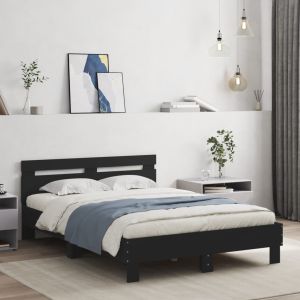 Cama con cabecero y luces LED negro 120x200 cm