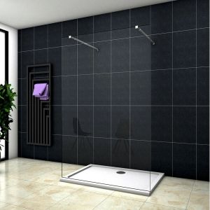 Mampara de ducha fija vidrio antical 10mm 87x200cm,dos barrass 73-120cm