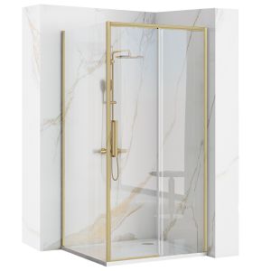 Rea cabina de ducha rapid slide gold brush 100x80, 100x80x195 cm