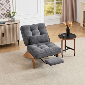Sillón relax reclinable con reposapiés pana – color gris oscuro