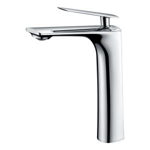 Grifo monomando lavabo alto color cromado en latón y zama con cartucho cerá