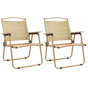 vidaXL sillas de camping 2 uds tela oxford beige 54x55x78 cm