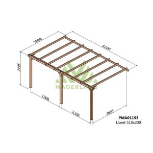 Pérgola de madera maciza adosada - lloret ad. 510x300cm (maderland)