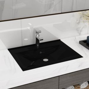Lavabo lujoso con agujero de grifo cerámica negro mate 60x46 cm es2286