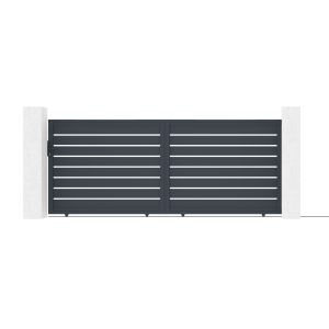 Puerta corredera 4m vogel al.160cm alu gris + 2 postes 20x20cm al.190cm