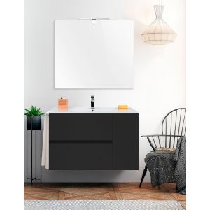 Mueble de baño itaca con lavabo y espejo 70x45cm grafito