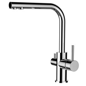 Grifo de cocina 3 vías cromado Serie FL caño alto l giratorio 360°