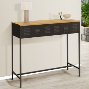 Consola industrial - madera negra - 90x30x80 cm