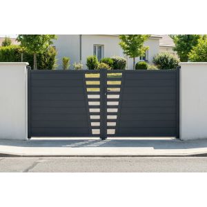 Puerta batiente 3,5 m cervina h.160cm aluminio gris