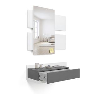 Mueble recibidor con 1 cajón y espejo 75 cm milo blanco - grafito