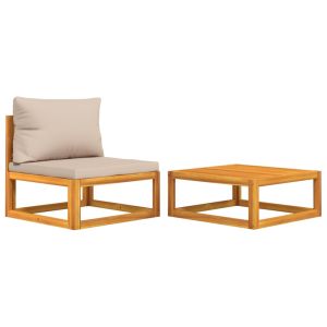 vidaXL sofás de jardín 2 pzas con cojines madera maciza acacia