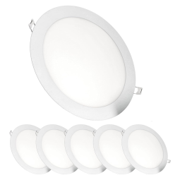 6x downlight LED 18w redondo, de empotrar blanco mate, luz fría 6000k