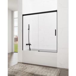 Mampara de bañera frontal + corredera basic 165-170cm transparente negro