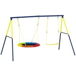 Columpio para bebé 265x160x178 cm acero, tela oxford multicolor aiyaplay