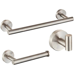 Valaz accesorios baño acero cepillado toallero 30cm+1percha+portarollos