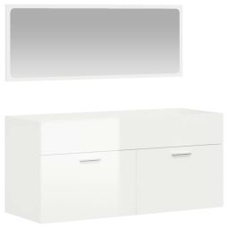 vidaXL armario de baño con espejo madera de ingeniería blanco brillo