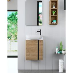 Mueble de baño suspendido a pared con lavabo cerámico | 45cm
