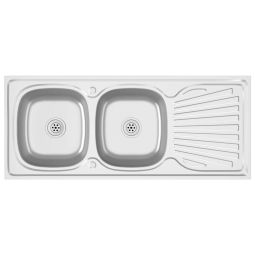 vidaXL fregadero de cocina doble seno acero inoxidable 1200x500x155 mm