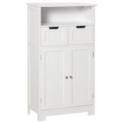 Armario de baño 60x30x108.8 cm mdf color blanco kleankin, hogar - baño