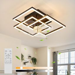 Nettlife ventilador de techo con luz LED integrado negro 37x37