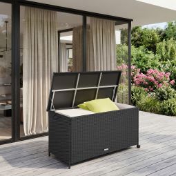 Caja portaobjetos kuusamo, de ratán, con estructura de aluminio y ruedas, n