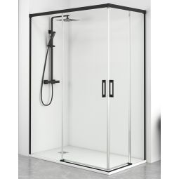 Mampara ducha rectangular frente 100 lateral 70cm transparente negro