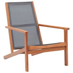vidaXL silla de jardín madera maciza de eucalipto y textilene gris