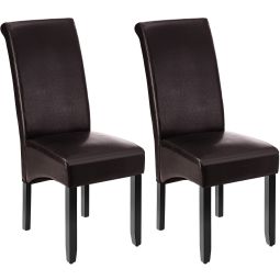 2 sillas de comedor ergonómicas, símil cuero, tapizadas capuchino