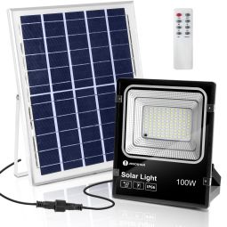 Aigostar foco proyector LED solar con mando a distancia，100w，6500k ip66，2m