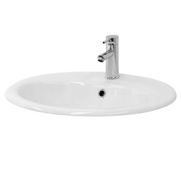 Lavabo oval 57x195x485cm ceramica blanca brillante ecd germany