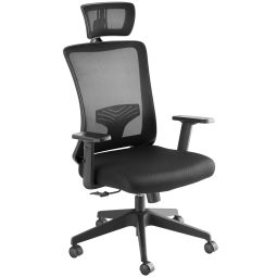 Silla de oficina ergonómica con reposacabezas ajustable, negro